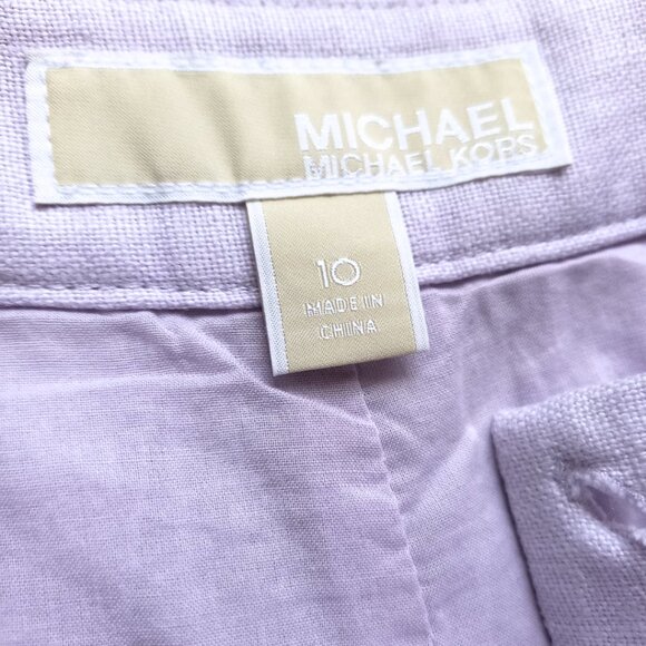 Michael Kors Pleated Linen Shorts Women’s Size 10 Purple High-Waisted - Picture 4 of 6